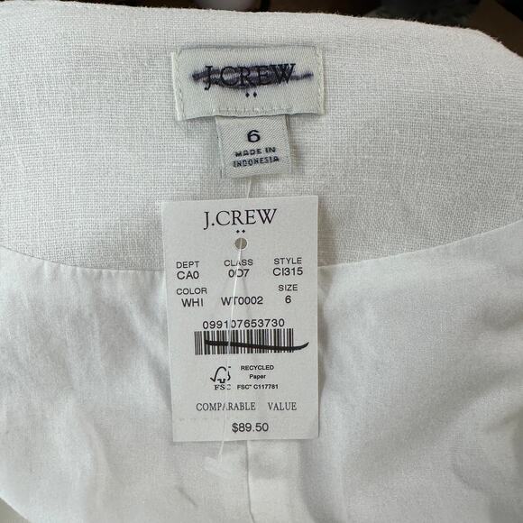 J.Crew Button Front Linen Blend Vest 6 White Sleeveless V-Neck Breathable Lined - Picture 10 of 11